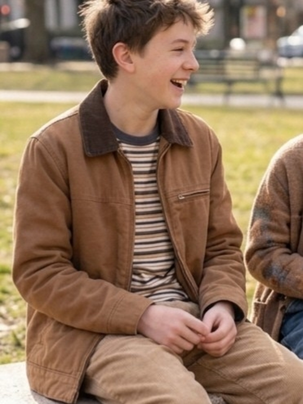 Zara Brown Corduroy-Collar Canvas Jacket